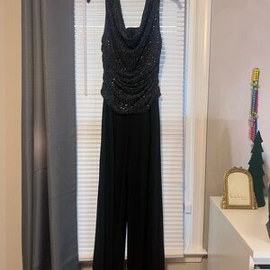R&M Richards Black Glitter Jumpsuit